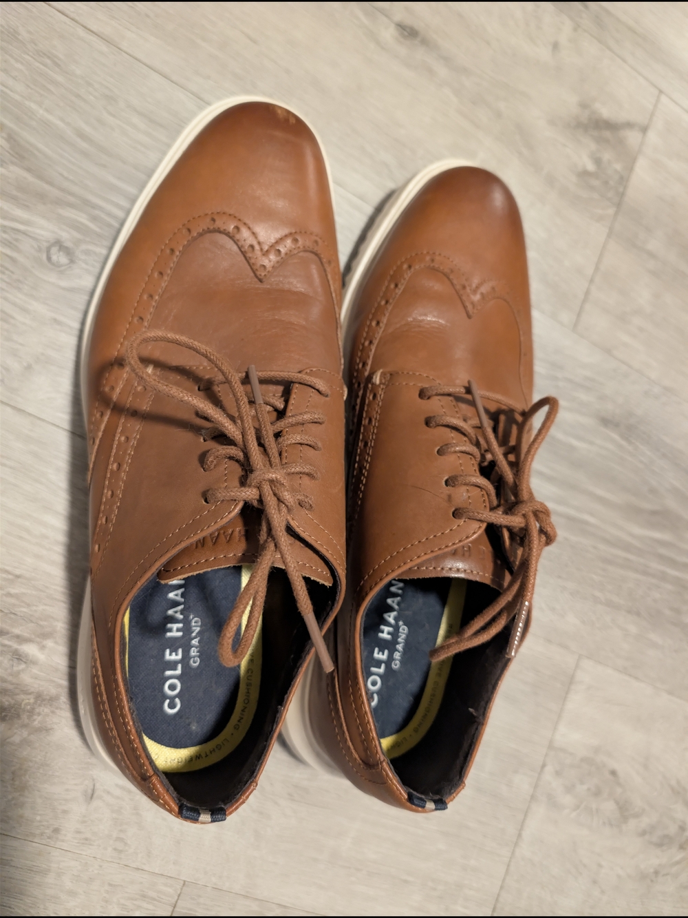 Cole Haan Tan Leather Wingtip Derby Sneakers